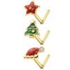 MeIighting 3PCS Christmas Nose Studs 20G Star Nose Rings 316L Stainless Steel Nose Piercing L-Shaped Christmas Tree Hat Nose Piercing Women 7mm-2